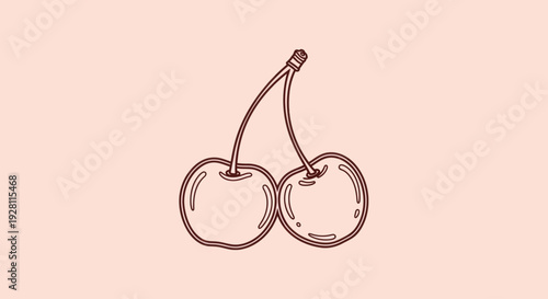 Two Cherries Connected by Stem.