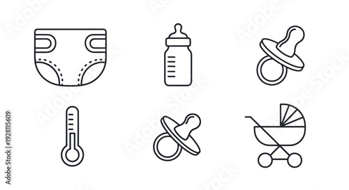 Baby Care Icons Set Illustration.