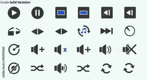 Multimedia Control Icons in Solid Style.