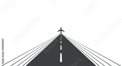 Airplane Flying Over Runway with Markings.