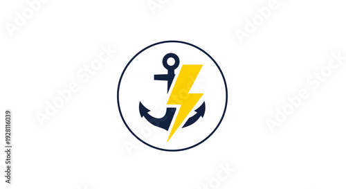 Anchor Lightning Bolt Logo Emblem Icon.