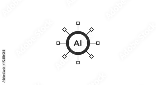 Artificial Intelligence Network System Icon.
