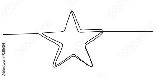 Star icon continuous one line drawing. Line star one continuous line drawing design. Vector illustration. star icon continuous one line drawing minimalist holiday decoration on white background. 