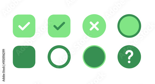 Collection of Green UI Buttons and Icons.