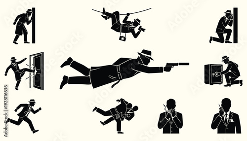 Dynamic Detective and Spy Silhouettes