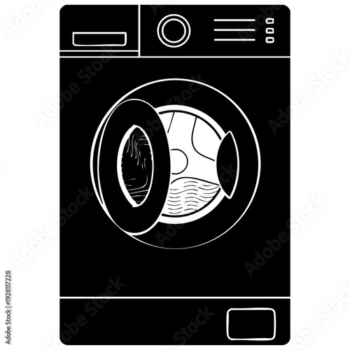 Front Loading Washing Machine Vector Illustration Icon For Laundry Service Home Appliance Design