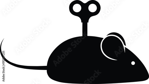Wind up toy mouse icon silhouette