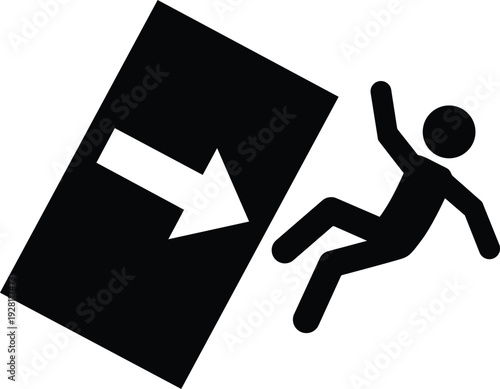 Falling person icon near exit sign