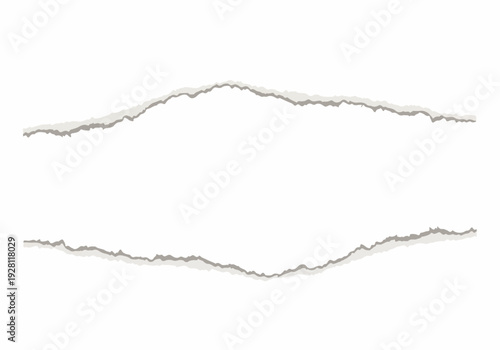 Torn paper edges with a distressed texture and rough, uneven breaks, showcasing a white background