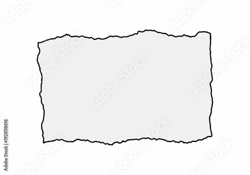 A torn piece of paper with a rough, jagged edge, isolated on a white background, perfect for adding a vintage or distressed effect to designs