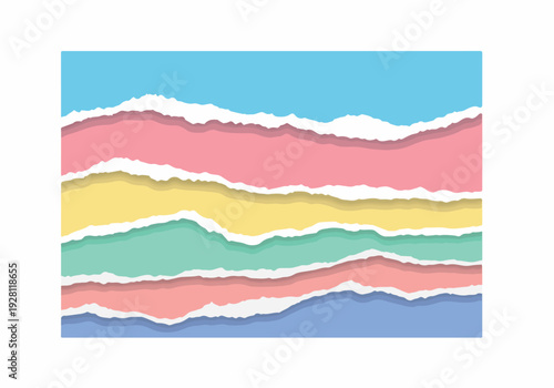 Torn Paper Layers Colorful Abstract Background Texture With Grunge Edges