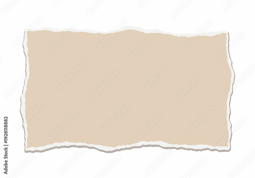 Fototapeta premium A blank piece of torn beige paper with rough edges, isolated on a white background, perfect for notes or messages