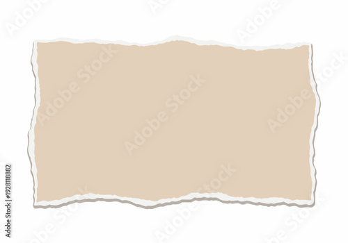 A blank piece of torn beige paper with rough edges, isolated on a white background, perfect for notes or messages