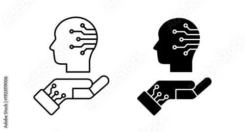 Robotic Hand Holding AI Brain Vector Icon. Artificial Intelligence Symbol