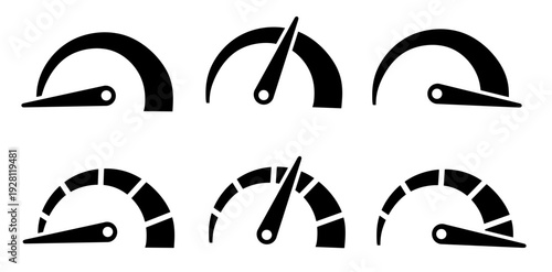 Speedometer and tachometer icons set. Vector illustration of speedometer and tachometer icons set