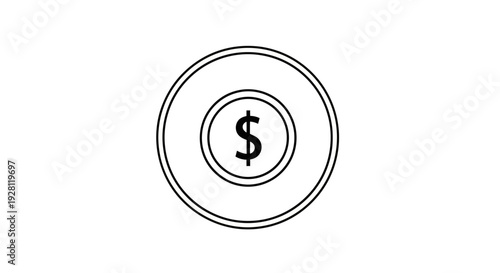 Dollar Sign Inside Concentric Circles Icon.