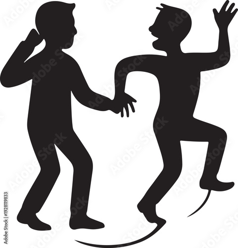 Human shadow detaching dancing independently, rebellious outline partner vector.