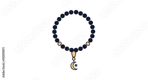 Black Beaded Bracelet with Gold Charm.