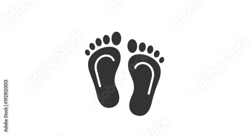 Black Footprint Icon Human Feet.