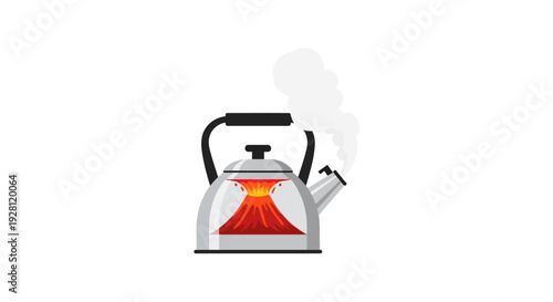 Electric Kettle with Steam Rising.