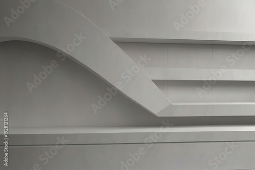 White and very light gray layered panels with soft shadow depth, minimalist corporate presentation style