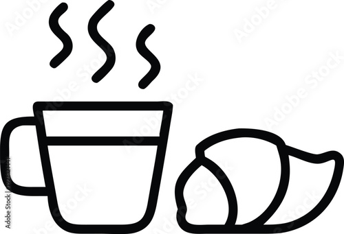 Coffee croissant hot tea icon vector an white background.eps