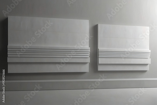White and very light gray layered panels with soft shadow depth, minimalist corporate presentation style