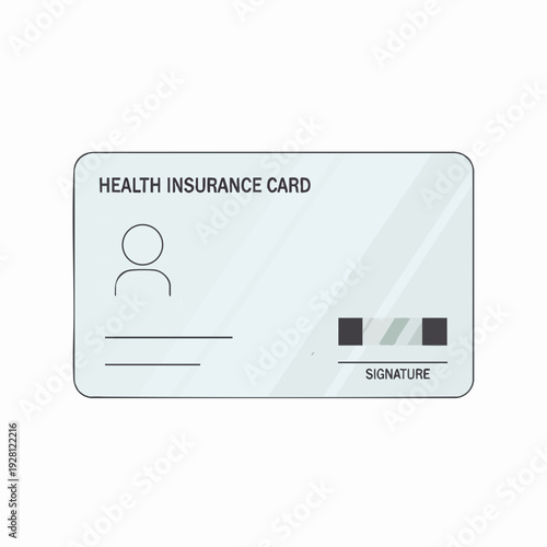 Illustration of a health insurance card with holder profile signature bar and vector graphics for healthcare industry and related topics