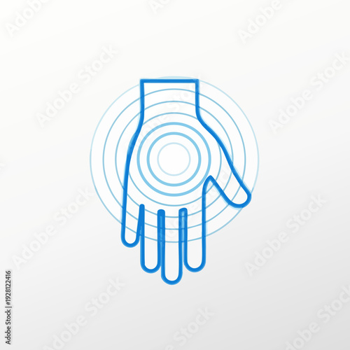 Hand pain illustration featuring radiating circles highlighting joint discomfort; depicting arthritis rheumatism or injury for healthcare and medical concepts