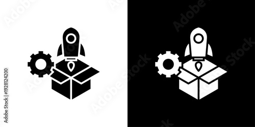 Product Launch Icon Sheet Black And White