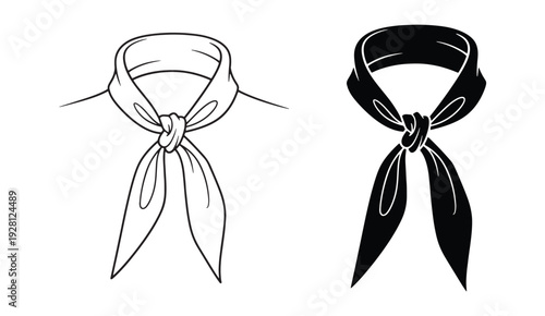 Two different bandana designs in line art and silhouette style