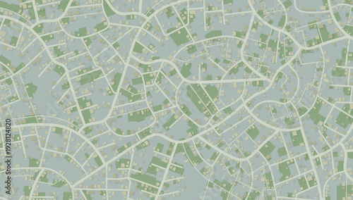 Seamless Top View City Map Pattern with Green Areas