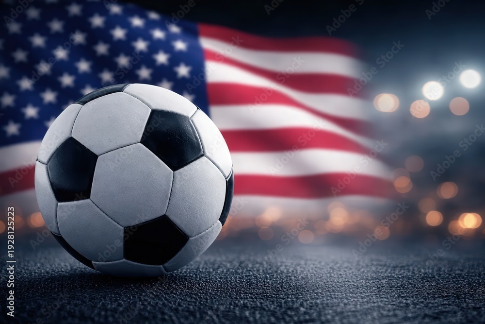 Fototapeta premium USA Soccer Stadium Patriotism Night