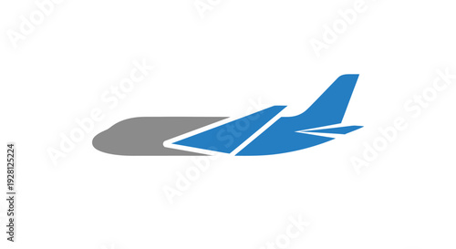 Blue Airplane Illustration with Shadow.