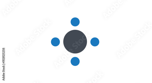 Blue and Grey Atomic Structure Icon.