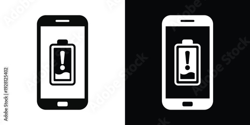 Tableau sur toile Phone battery warning alert icon
