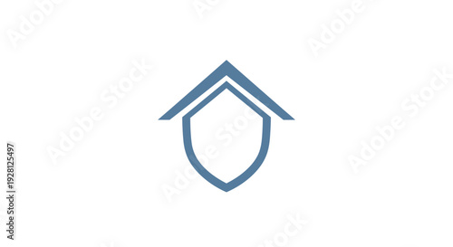 Blue Shield with Roof Logo Design.