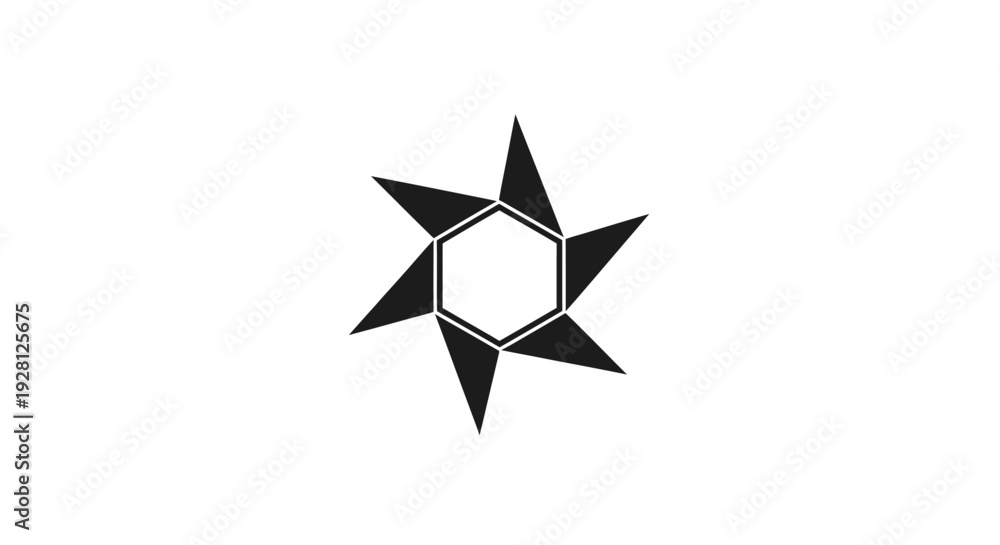 Obraz premium Black star shape with hexagon center.