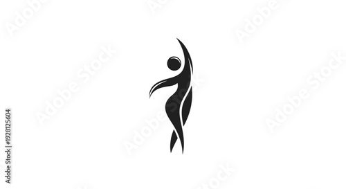 Black Silhouette of Dancing Person Icon.
