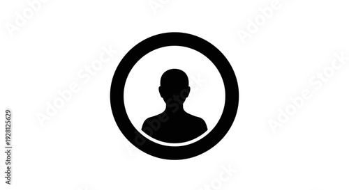 Black Silhouette of Person in Circle Icon.