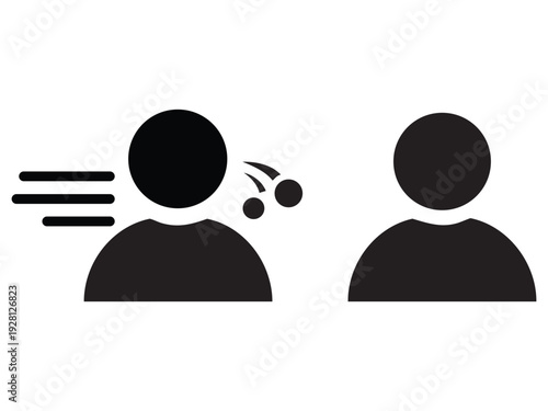 Vector graphic representing coughing person icon