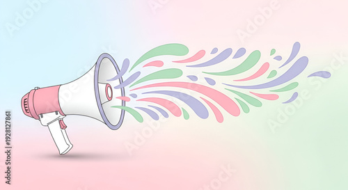 International womens day megaphone vector illustration with pastel abstract splash design showing empowerment awareness message for march celebration campaign