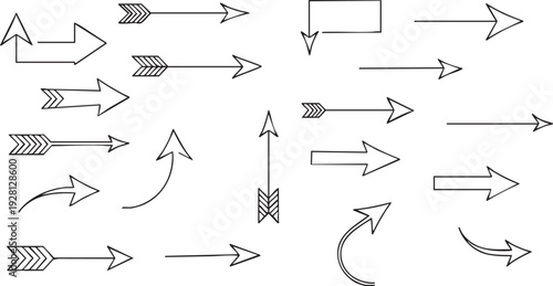 Hand-Drawn Doodle Arrows & Circular Refresh Icons Vector Set, Sketchy Directional Illustrations for Graphic Design & UI/UX
