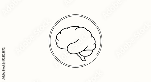 Brain Icon Simple Line Drawing.