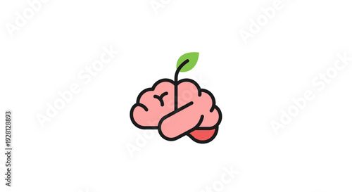 Brain with green leaf on top.