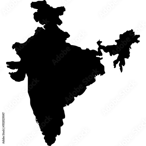 India map with highlighted in detailed vector illustration style