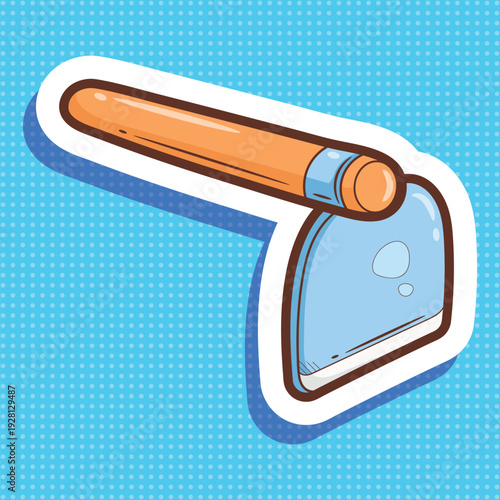 Cartoon Hoe Gardening Tool Sticker Vector Art