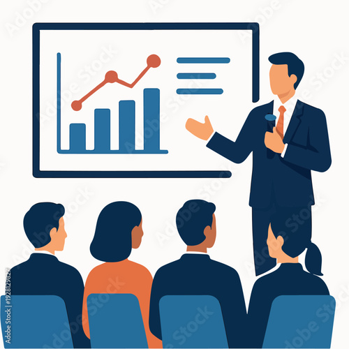 a Flat vector design of a business conference 