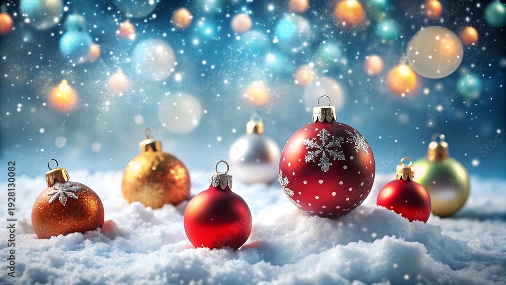 custom made wallpaper toronto digitalChristmas Ornaments Floating On Snowy Background