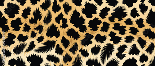 Close-Up Leopard Fur with Wild Gold Camouflage Patterns, Velvet Texture and Luxurious Wildlife Design